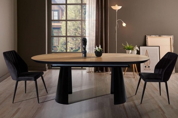 Esszimmertisch Ovaler Esstisch Ausziehbarer KüChentisch Holz Braun-image
