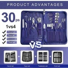 Manicure And Pedicure Tool Set - Includes Cuticle And Nail Cutter Kit 30pcs Mult