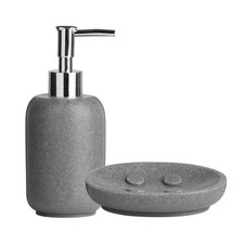 Canyon Grey Stone Lotion Dispenser and Soap Dish Holder Bathroom Accessory Set