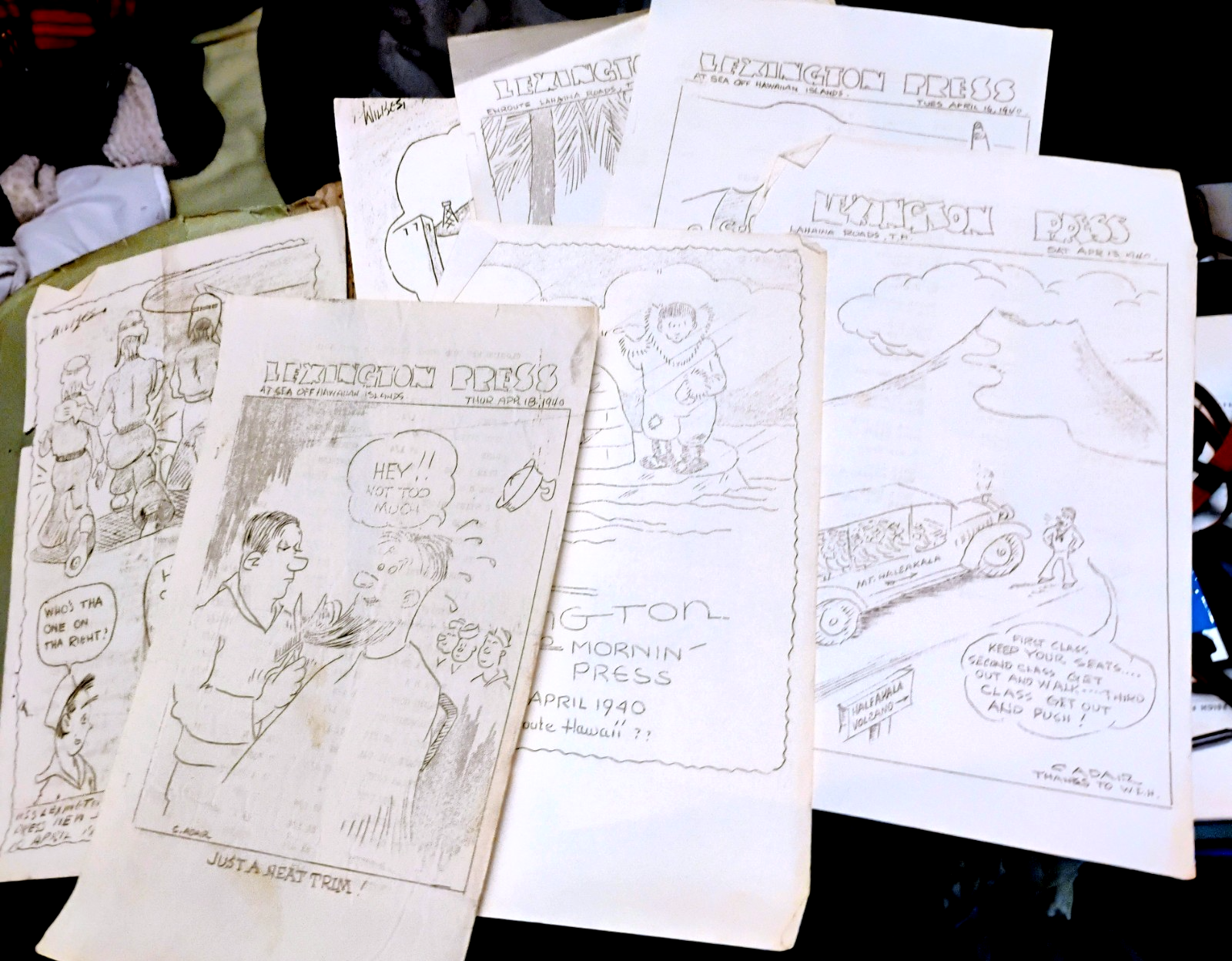 Vtg 1939-40 USS LEXINGTON PRESS newsletters + ORIGINAL ART Fleet ...