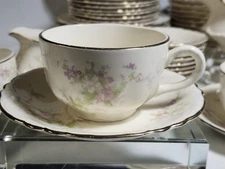 Vintage Homer Laughlin Pink Floral Cup & Saucer Set