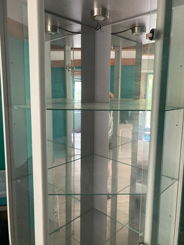 Contemporary Modern Grey & Glass Corner Display Cabinet - Picture 4 of 6