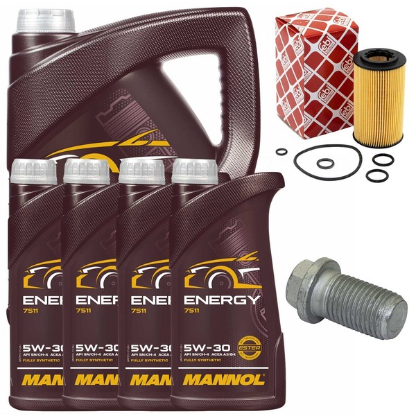 MotoröL Filter Set Mannol 5W-30 Api 9 Liter + Schraube FüR Mercedes E-Klasse-image