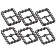 6Pcs 0.75" Single Prong Belt Buckle Rectangle Center Bar Buckles for Belt,Black
