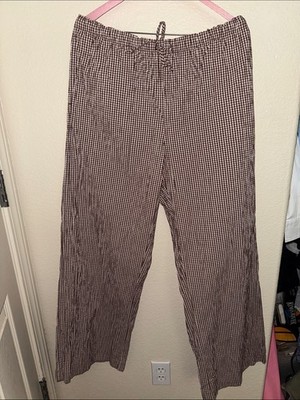 a new day Brown and White Gingham Drawstring pants