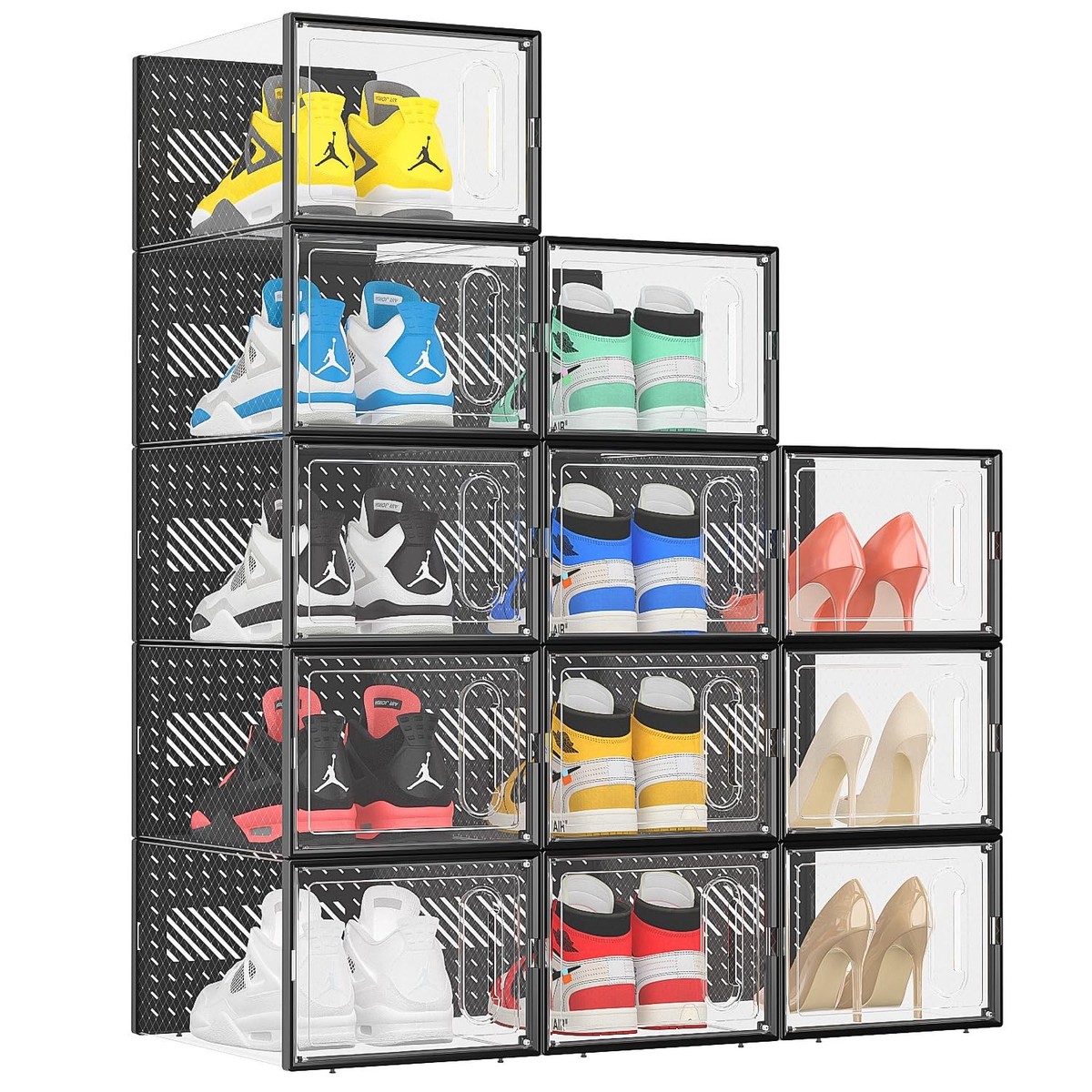 専訳シュリンク付き フォトンショックウェーブ BOX eWonLife Large Shoe Storage Box with Magnetic Door, 12 Pack