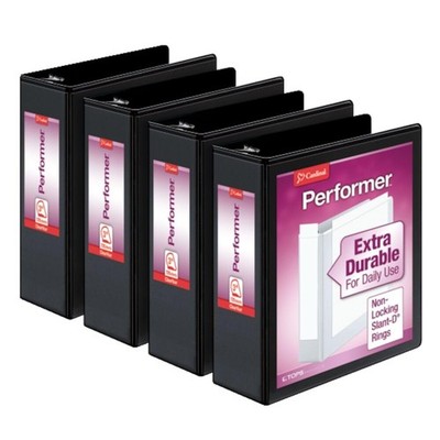 Performer 3-Ring Binders 3'' Non-Locking Slant-D Rings 725-Sheet Capacity Clea...