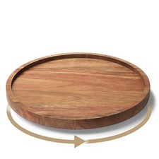 Lazy Susan Organizer for Kitchen,Acacia Wood Turntable for Cabinet, Pantry, T