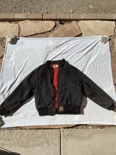 Vtg 90s Carhartt workwear Detroit style Blk USA made quilted liner bomber jacket