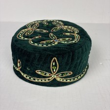 African Hat Green Velvet Beaded Sequin Nigerian Wedding Special Occasion Royal