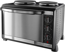 Russell Hobbs Compact 30L Electric Mini Oven with 2 Hotplates - Grill, Roast, Ba
