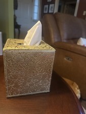 Square PU Leather Tissue Box Cover Magnetic Bottom Cube Holder Vanity Office New