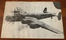Halifax RAF Bomber - WWII 8" x 5" Black and White Photo