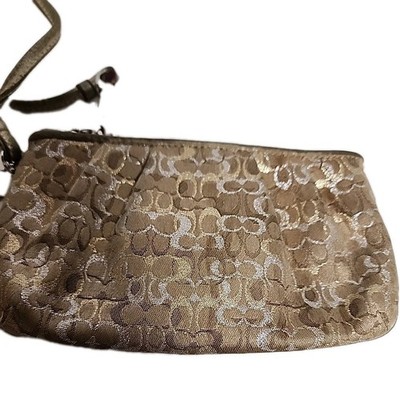 A rare Vintage Coach C Print Gold Y2K Wristlet Wallet Coin Purse