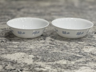 Vintage Corelle by Corning Blue Floral Cereal Soup Bowls - Set of 2