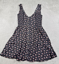 SOCIALITE Women's Chic Floral Button-Down Sleeveless Mini Dress Black Size M