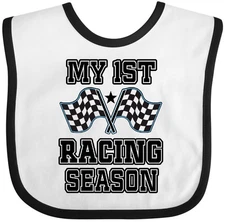 Inktastic My 1st Racing Season Checkered Flags Baby Bib Car Road Babys Boy