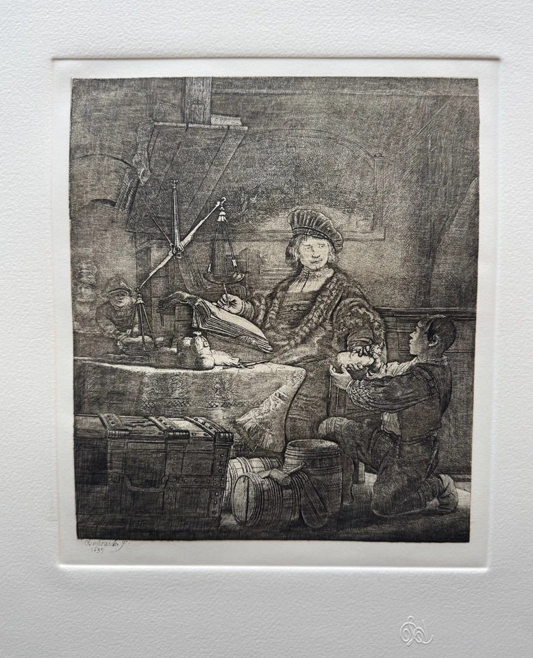 Grabado Rembrandt EL PESADOR DE ORO por Amand Durand firmado en el plato Foto 4 de 4