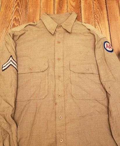 WW2 Original Anti Aircraft Patch Button Down Military Shirt