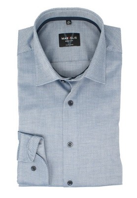 Marvelis men's business shirt body fit Kent collar long sleeve structure dark blue