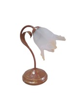 Abatjour In Ferro Battuto Ruggine classica Rustica Da tavolo  comodino Vetro 