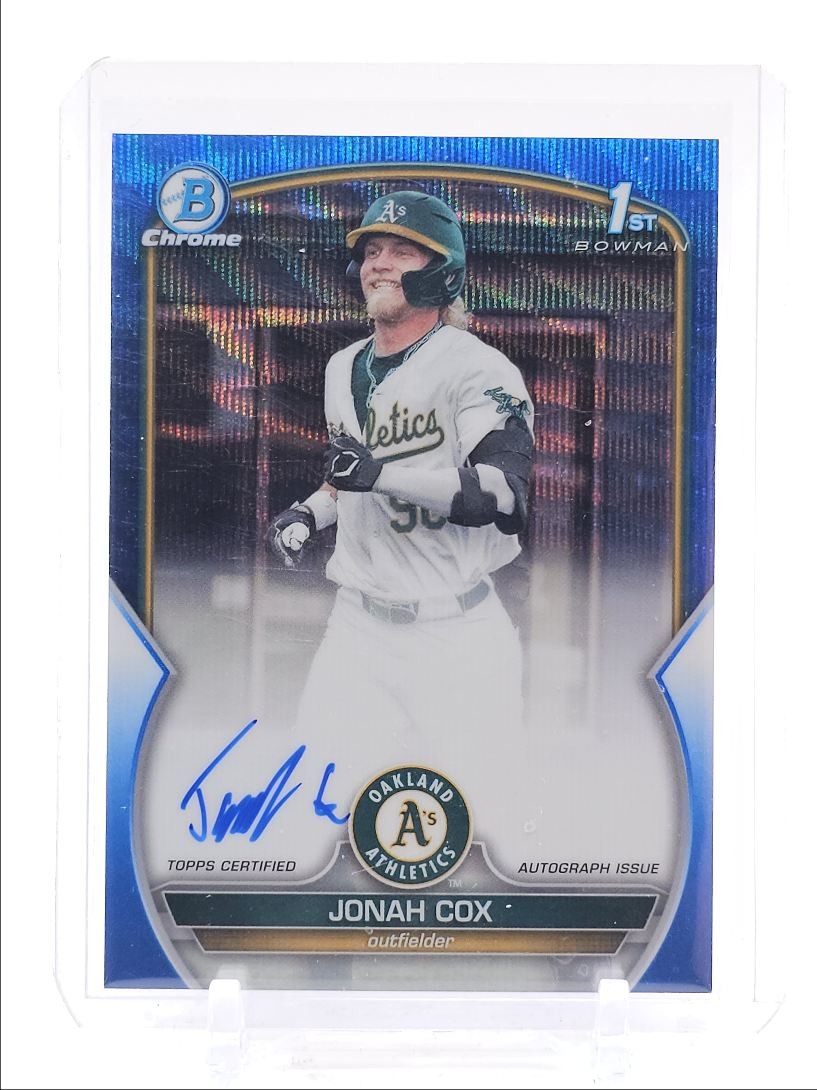 JONAH COX 2023 BOWMAN CHROME DRAFT 1ST BLUE WAVE AUTO /150 Q1339