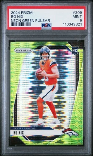 2024 PANINI PRIZM NEON GREEN PULSAR #309 BO NIX ROOKIE RC PSA 9