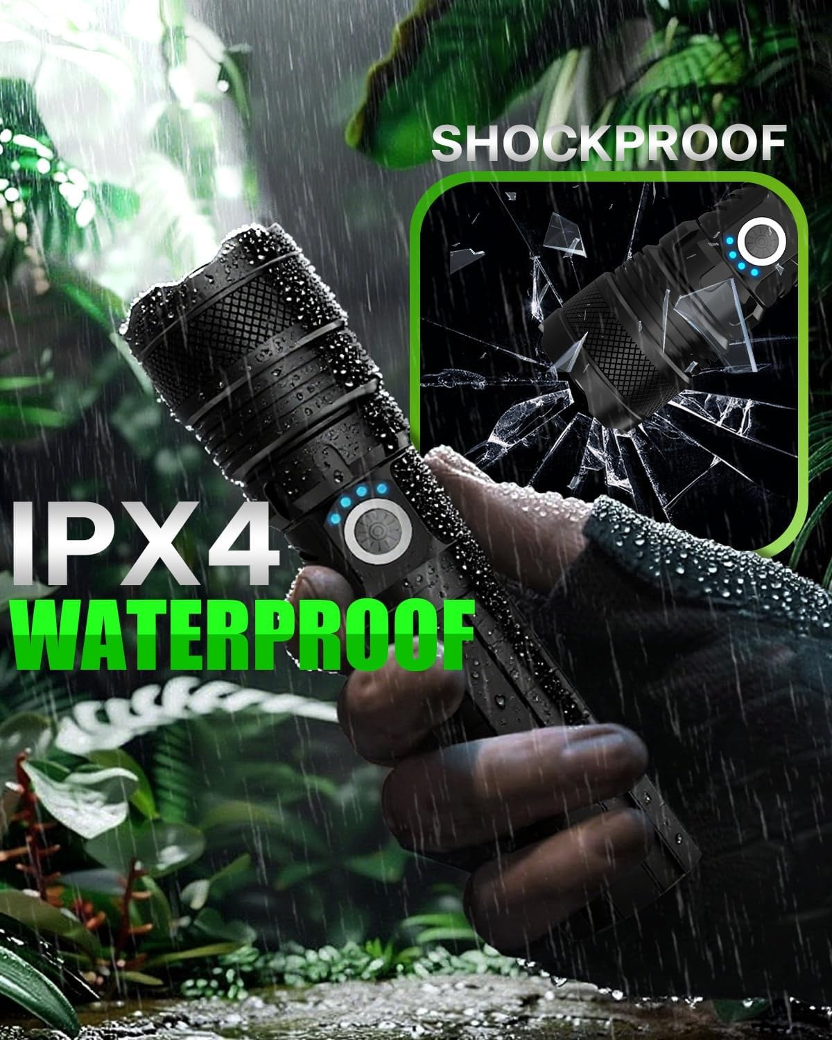 Victoper LED Flashlights, High Powered Lumens Super P50 1 Pack, Black 