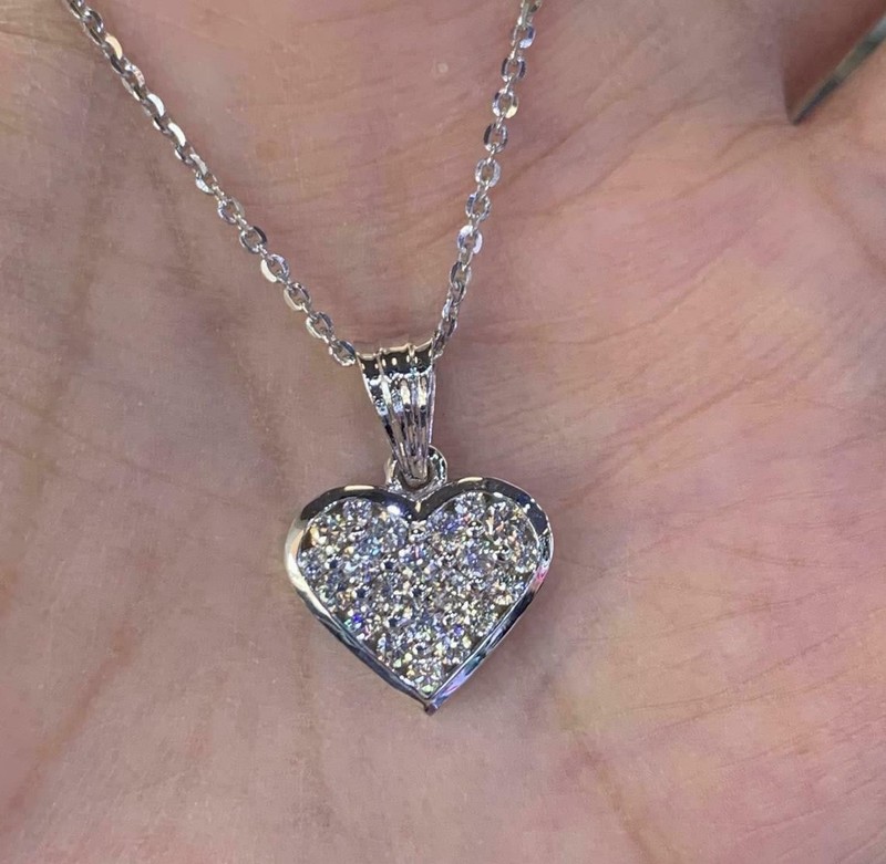 2ct Round Cut Simulated Diamond Heart Charm Pendant 14k White Gold Plated - Product main view