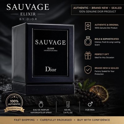 Dior Sauvage Elixir 3.4 oz Comes with Box & Receipt