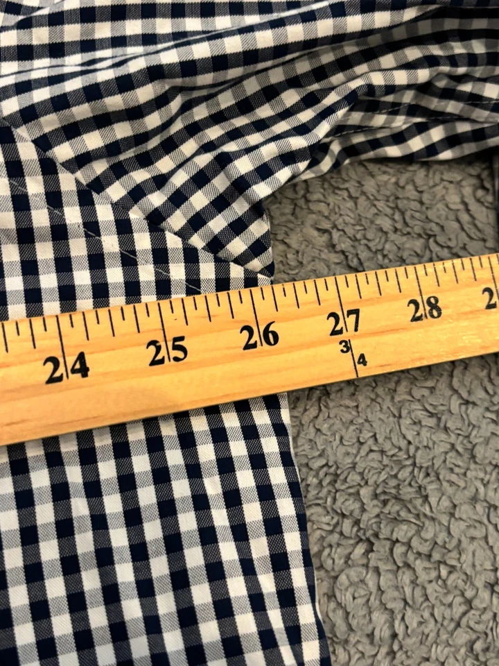 Camisa Kenneth Cole Reaction Para Hombres XL 17-17.5 Azul Blanco Guinga Cuadros Manga Larga Foto 3 de 4