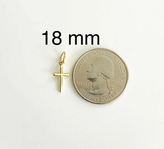 10K Solid Gold Cross Pendant, 18mm/0.7" XSmall 10K Solid Gold Cross Charm- K2280 - Image 4 of 4