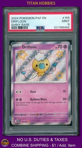 2024 Pokemon PAF-EN Paldean Fates #155 Drifloon SHINY RARE PSA 9 MINT