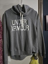Under Armour Sweatshirt Womens Medium Gray Funnel Neck Graphic Loose Hoodie