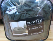 Sure Fit 2 Piece LoveSeat Loden Twill Supreme Furniture Cover NICE!