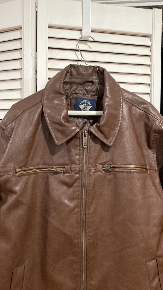 Men's dockers top faux leather jacket