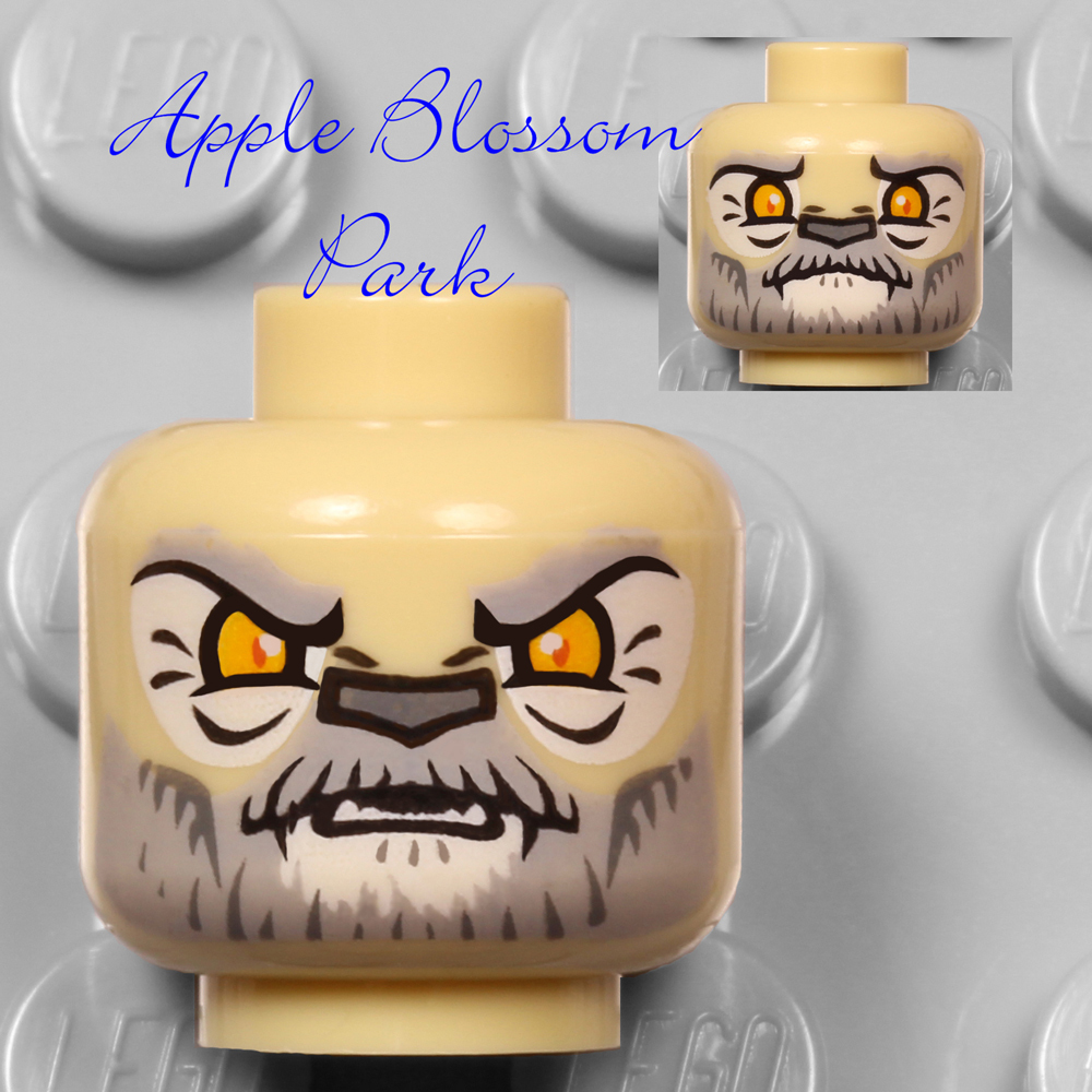 NEW Lego TAN MINIFIG HEAD - Chima Lion Lagravis Gray White Beard Monster Teeth