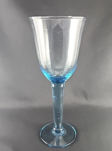 Blue Depression Glass Stem Wine Glass 8.75” Tall