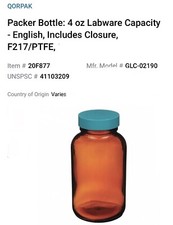 QORPAK GLC-02190 4oz Lab Glass Bottle 120mL Wide Mouth (NEW) Qty-6 Free Shipping