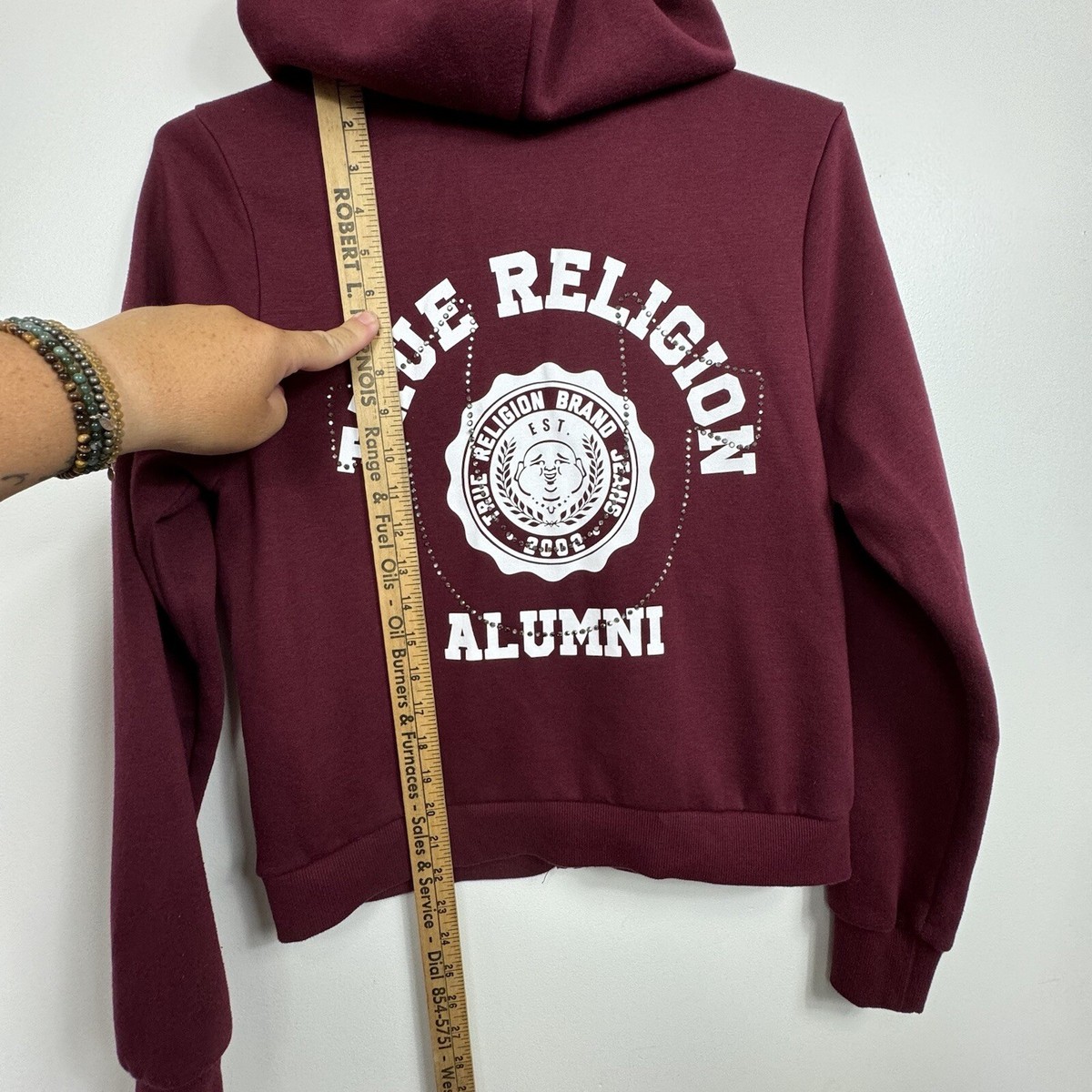 True Religion sweatshirt red Burgundy ALUMNI Classic full