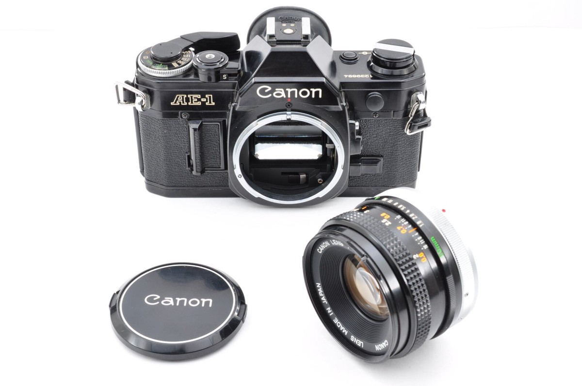 Canon AE-1 Black 35mm Film Camera FD 50mm f/1.8 S.C. Lens