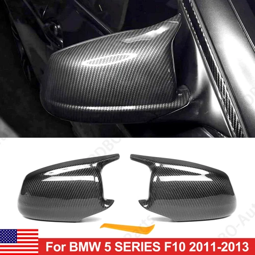 2x Carbon Look Door Side Mirror Cover Cap For BMW 5 Series F10 Pre-LCI 2011-2013