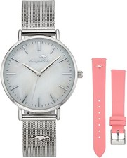 Kangaroos Damen Quarz Armband Uhr Edelstahl Metall Silber Perlmutt 36 mm