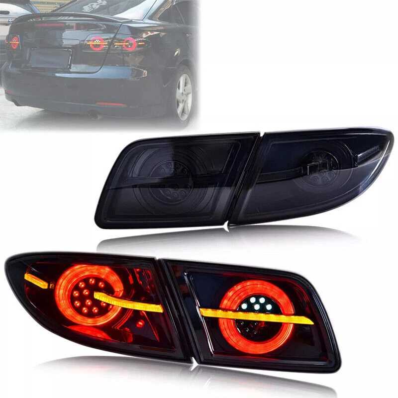 Black LED Sequential Rear Lamp Tail Light For Mazda 6 Sedan Animation 2003-2008 - Imagem 2 de 4