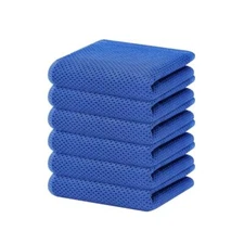  100% Cotton Waffle Weave Kitchen Dish Towels, Ultra Blueberry 13 x 28 - 6 Pack