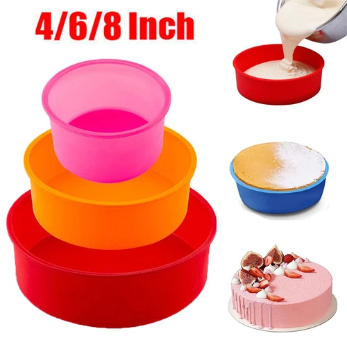 4/6/8/10inch Silicone Round Cake Pan Mould Tins Non-stick Baking Muffin Bakeware - Picture 4 of 13