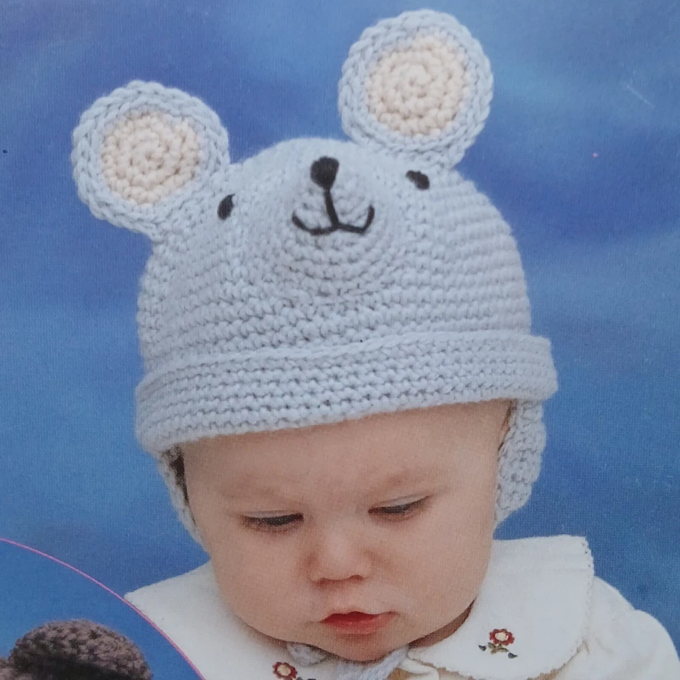 Crochet Happy Hats Baby &Toddler Animals Bugs Snowman Needlecraft Shop Booklet - Image 3 of 4