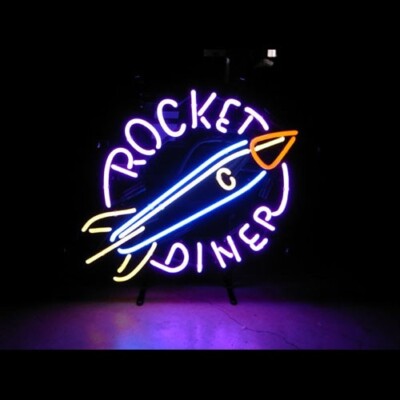 Rocket Diner 20''x16'' Neon Sign Lamp Light Gift Store With Dimmer