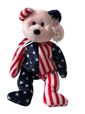TY Beanie Babies Baby Plush Stuffed Animal Spangle American Bear Pink Face