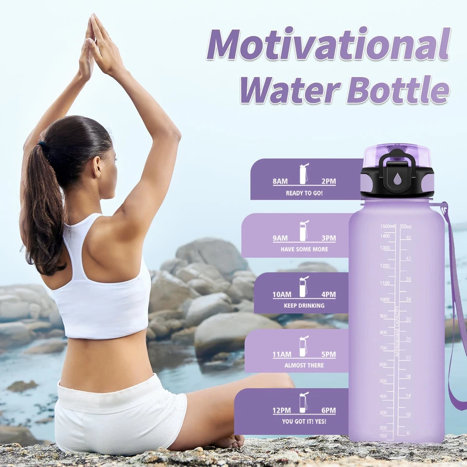 Sportflasche 1.5L Auslaufsicher Wasserflasche mit Filter Trinkflasche Sport W... - Bild 3 von 4